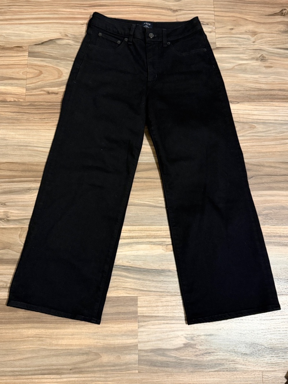 J.Crew Curvy Wide-Leg Crop Jeans Womens 26 Black Cropped High Waist Minimal